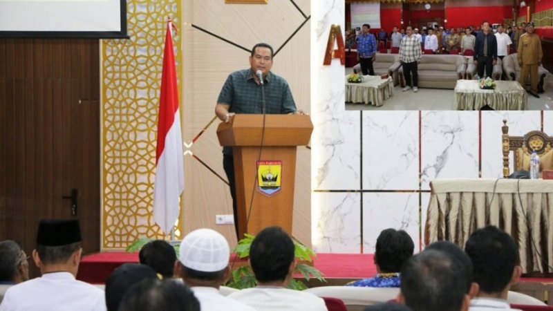 Wali Kota Pariaman, Yota Balad, saat membuka acara Sosialisasi Percepatan Pembentukan Koperasi Desa dan Kelurahan Merah Putih, pada hari Jum'at, tanggal 25 April 2025 di Aula Balikota Pariaman. (URANGMINANG.ID/PARIAMANKOTA.GO.ID)